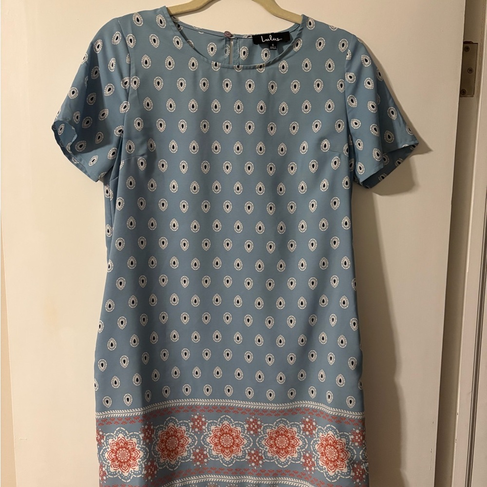 Lulu's Blue and White Patterned Dress